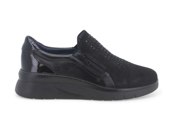 Melluso donna scarpe basse comfort in camoscio nero K55417B-217776